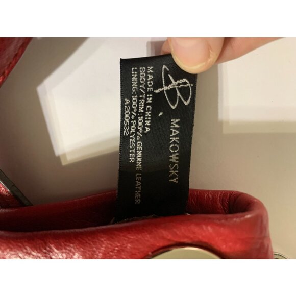 B. Makowsky Red Soft Pebble Leather Crossbody Bag - Picture 12 of 16